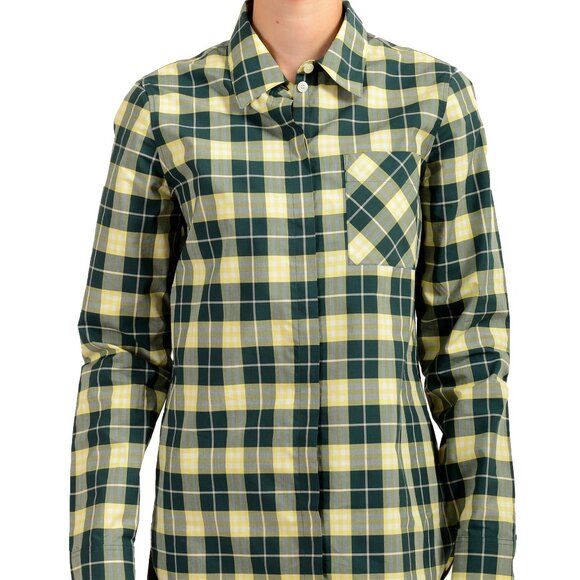 Burberry Women's Dark Cedar Green Plaid Long Sleeve Shirt UK 10 US 8 IT 42